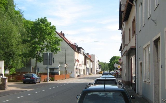 a street filled with houses, trees and cars in a small german town